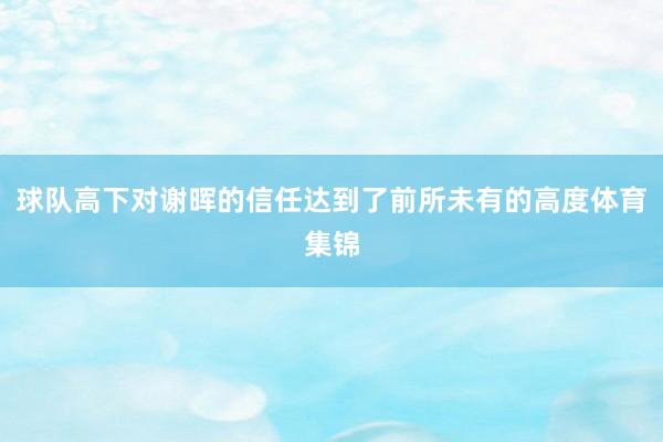 球队高下对谢晖的信任达到了前所未有的高度体育集锦