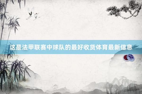 这是法甲联赛中球队的最好收货体育最新信息