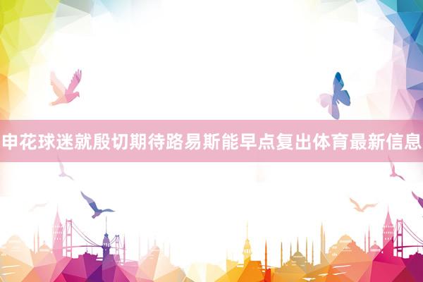 申花球迷就殷切期待路易斯能早点复出体育最新信息