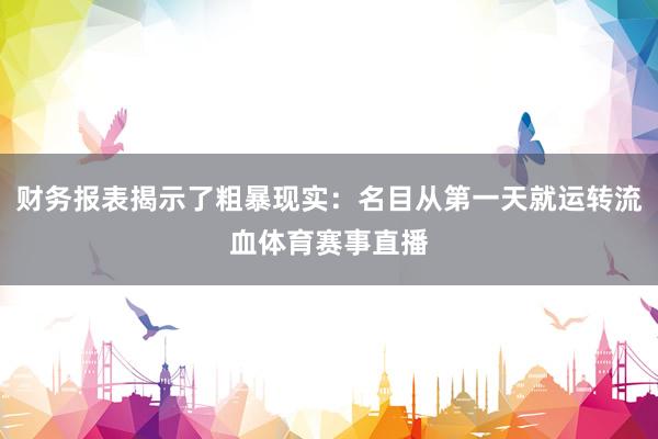 财务报表揭示了粗暴现实：名目从第一天就运转流血体育赛事直播