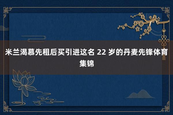 米兰渴慕先租后买引进这名 22 岁的丹麦先锋体育集锦