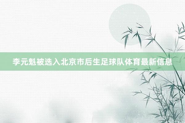 李元魁被选入北京市后生足球队体育最新信息