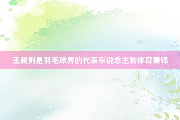 王昶则是羽毛球界的代表东说念主物体育集锦